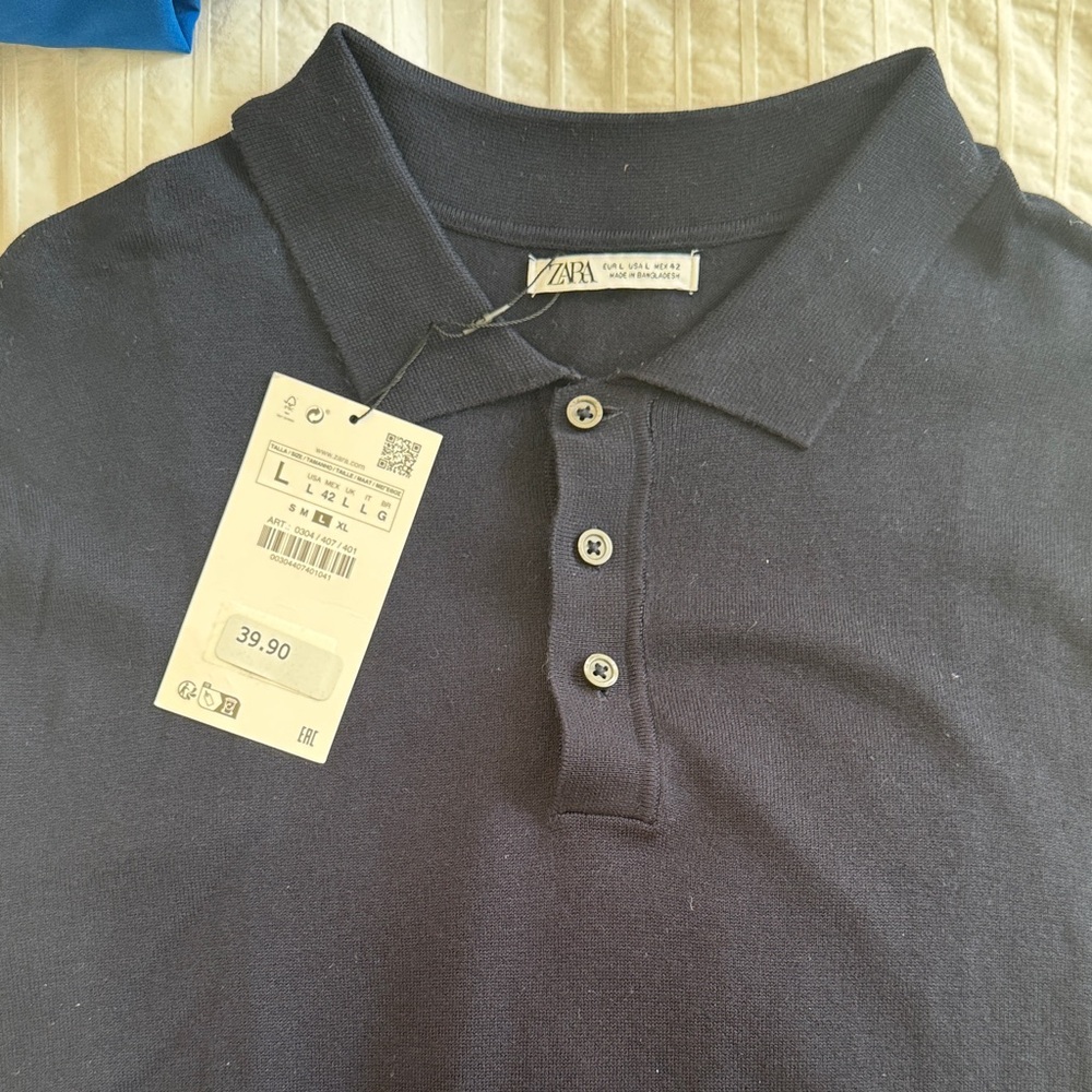 Zara Men's Dark Blue Polo Shirt